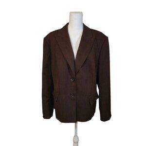 Evan Picone Woman Brown Blazer Size 24W Preppy Minimalist Career Fall